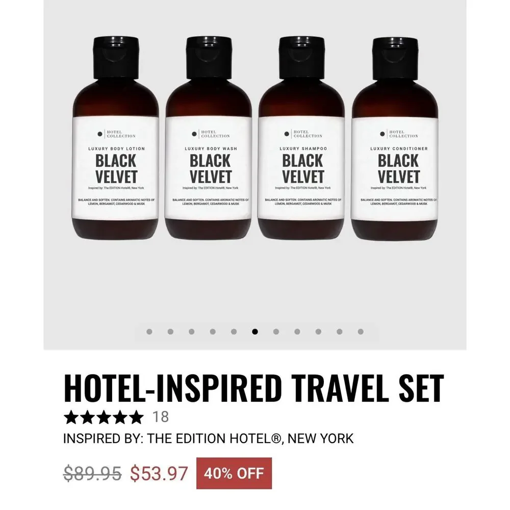 Black Velvet Body Care Travel Set Shampoo Wash Lotion NEW